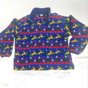 Vintage l.l. bean reindeer Christmas Holiday fleece sweater